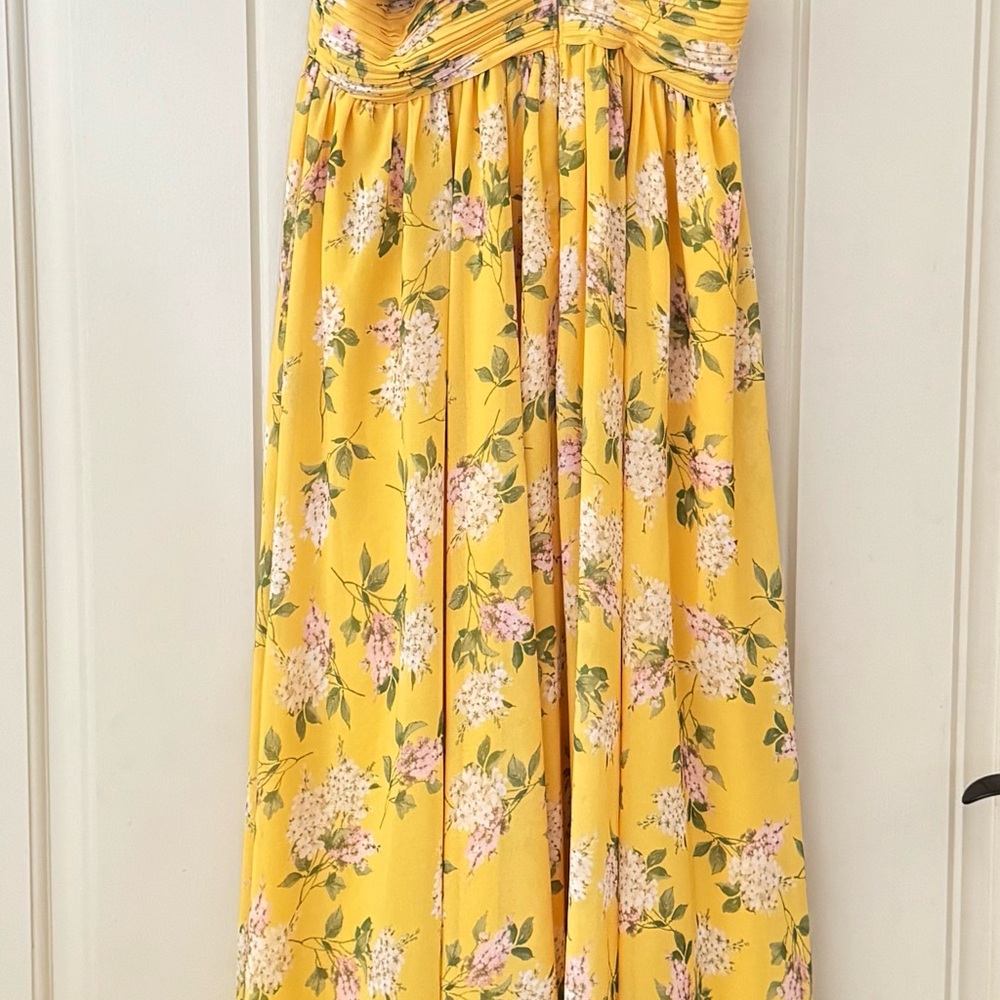ANTONIO MELANI Yellow Floral V-Neck Maxi Dress - Picture 4 of 6